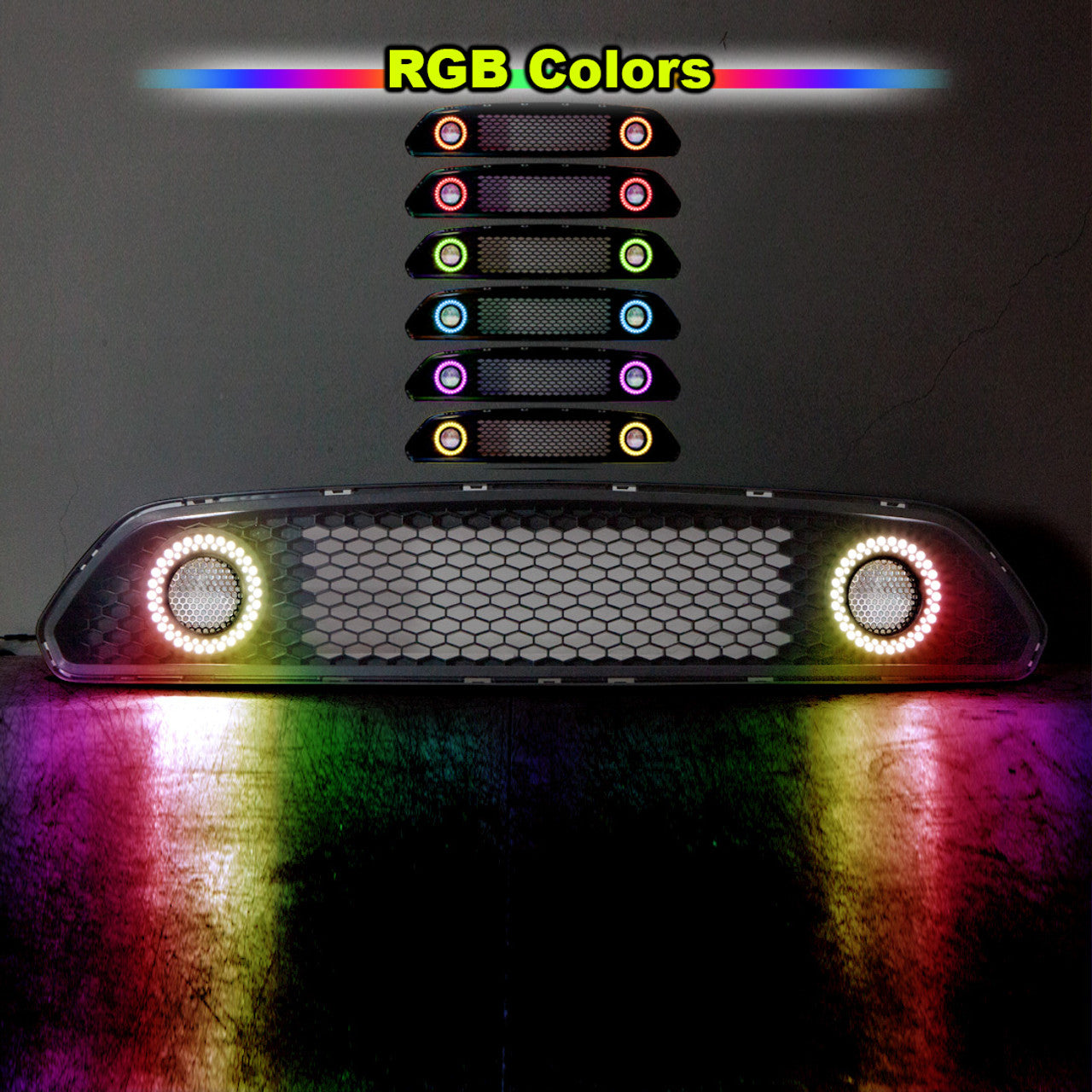 Renegade 2015-2017 Ford Mustang Front Grille with RGB DRL CGRNG0613-RGB