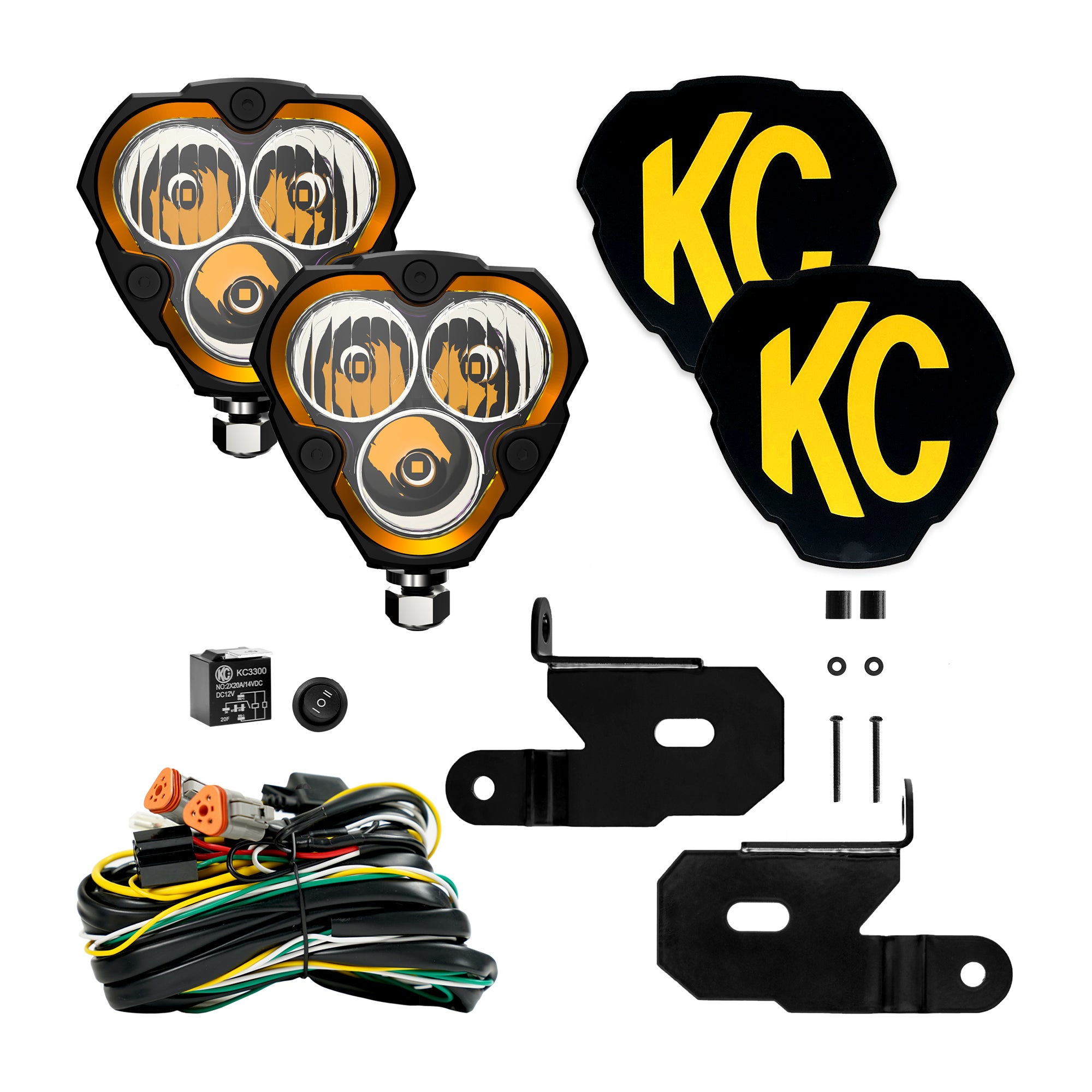 KC Hilites 2018-2024 Jeep Wrangler JL 2020-2024 Gladiator JT FLEX ERA 3  2-Light System Pillar Mount 40W Combo Beam 97129