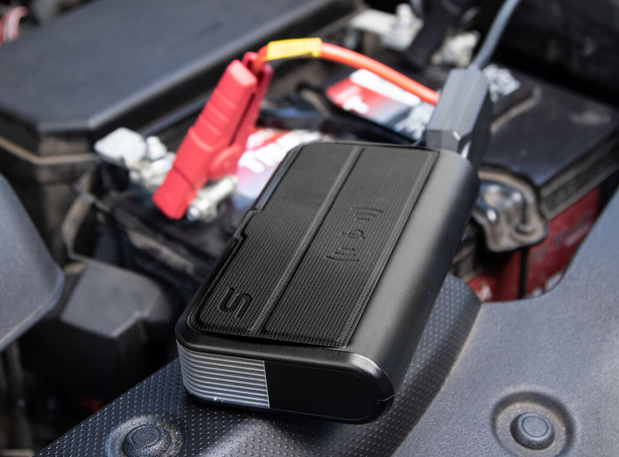 Type S 12V 6.0L Battery Jump Starter with Built-in USB-C Cable & LCD Display and 8,000mAh Qi Power Bank Black AC532671-1