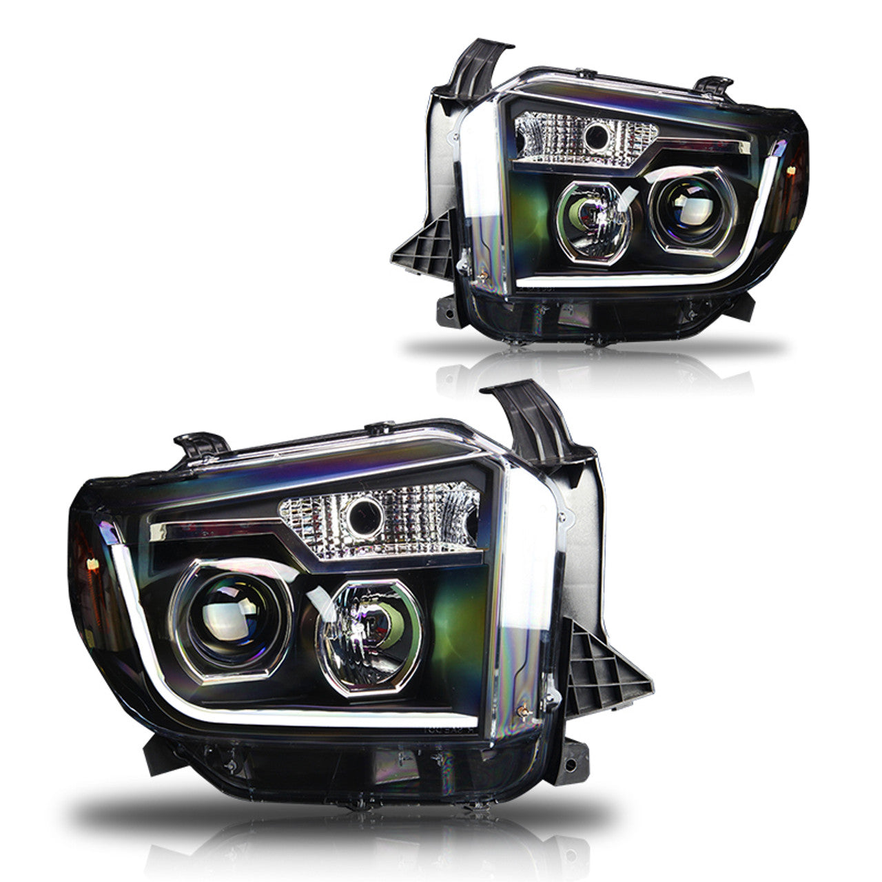 Winjet 2014-2021 Toyota Tundra Head Lights Black Clear CHWJ-0376-B