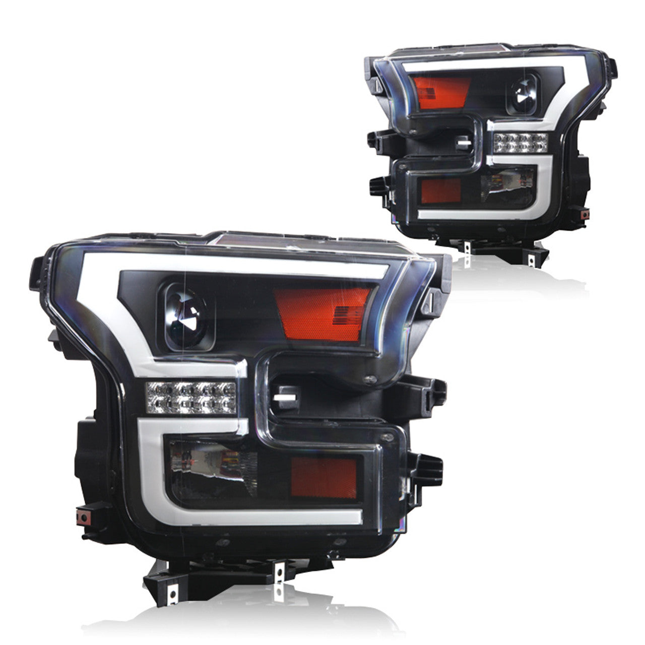 Winjet 2015-2017 Ford F-150 Projector DRL Head light Black Clear CHWJ-0427-B