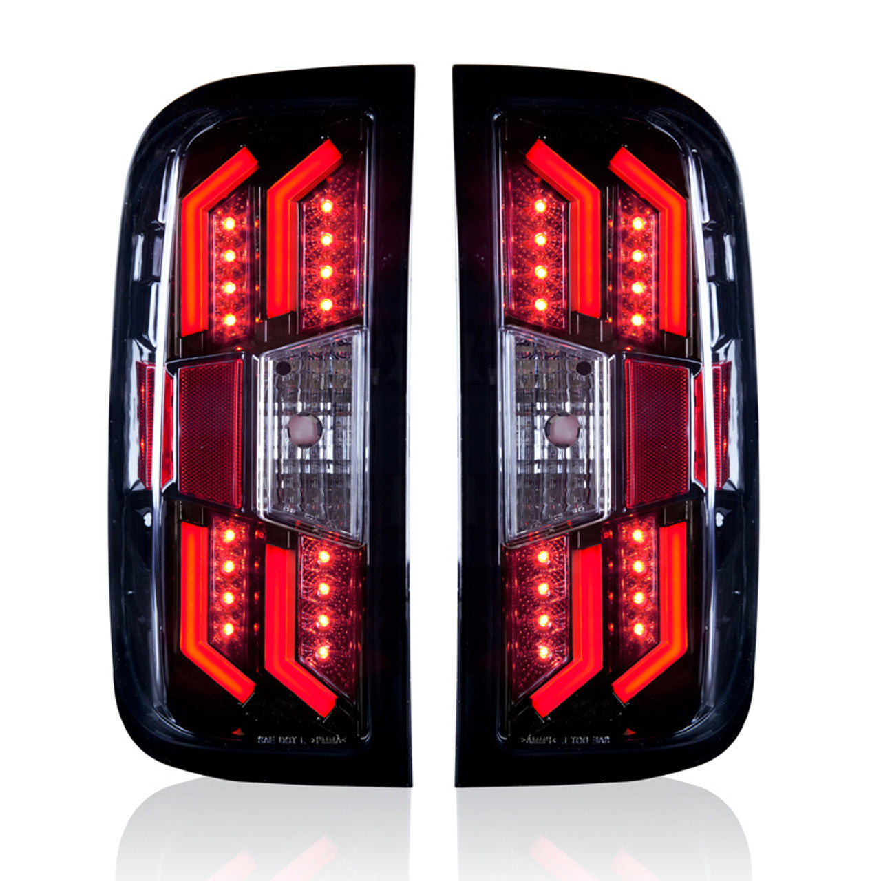 Winjet 2014-2018 Chevrolet Silverado 1500 2500 3500 Tail Lights Gloss Black Clear CTWJ-0383-GBC