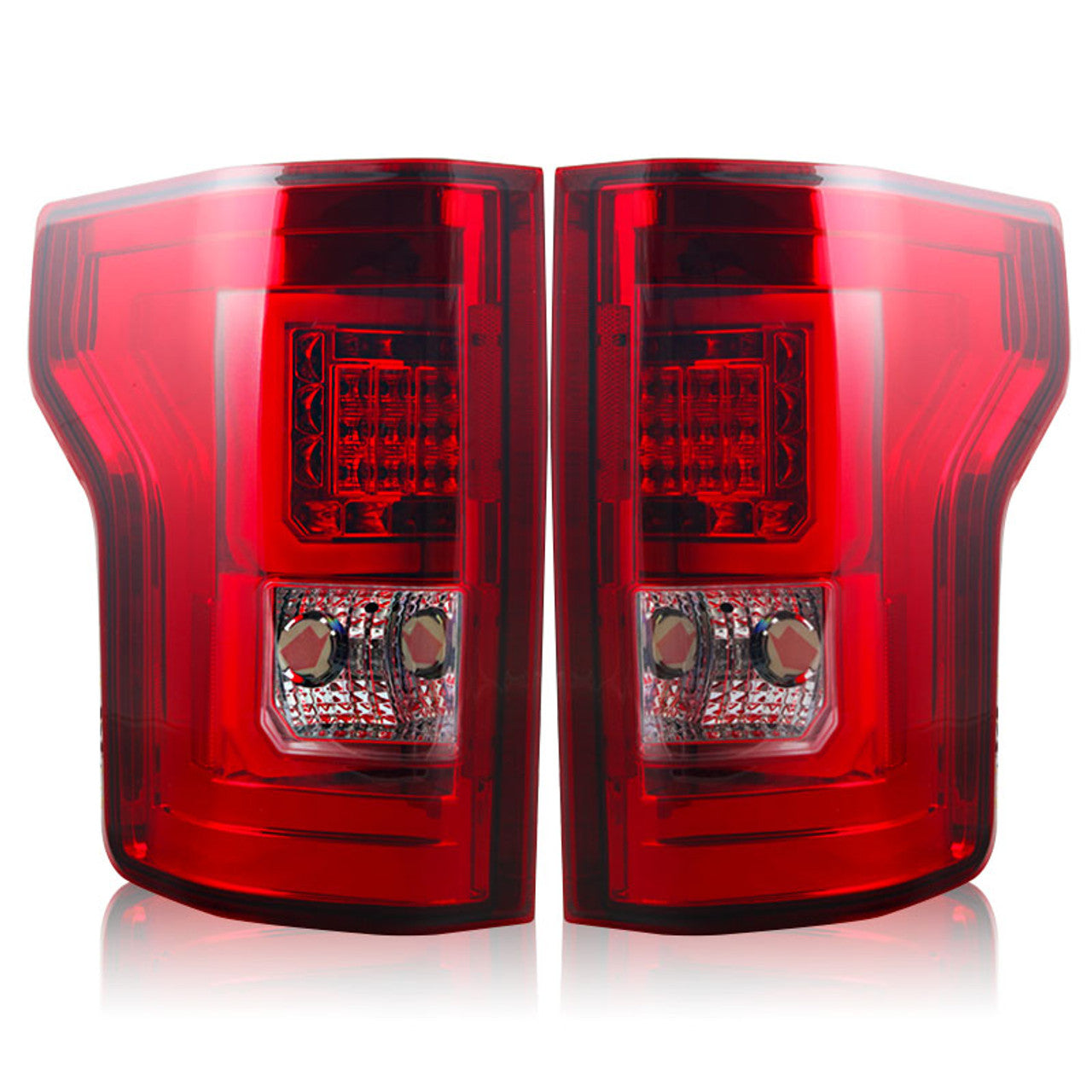 Winjet 2015-2017 Ford F-150 LED Tail Lights Chrome Red CTWJ-0440-CR