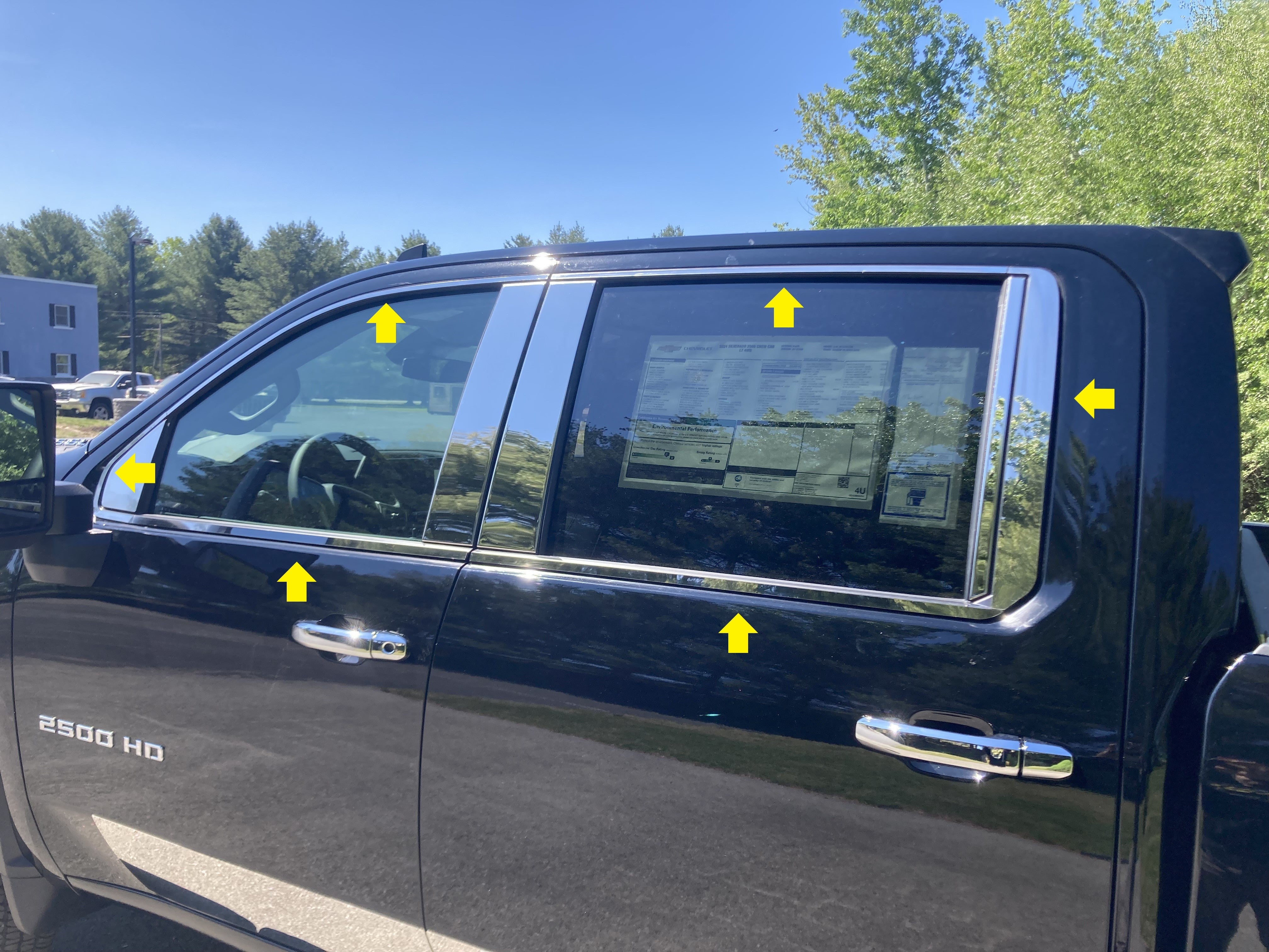 QAA 2020-2024 Chevrolet Silverado 2500 3500 HD 4 Door Crew Cab Pickup Truck Stainless Steel Window Trim 12Pc WP60185