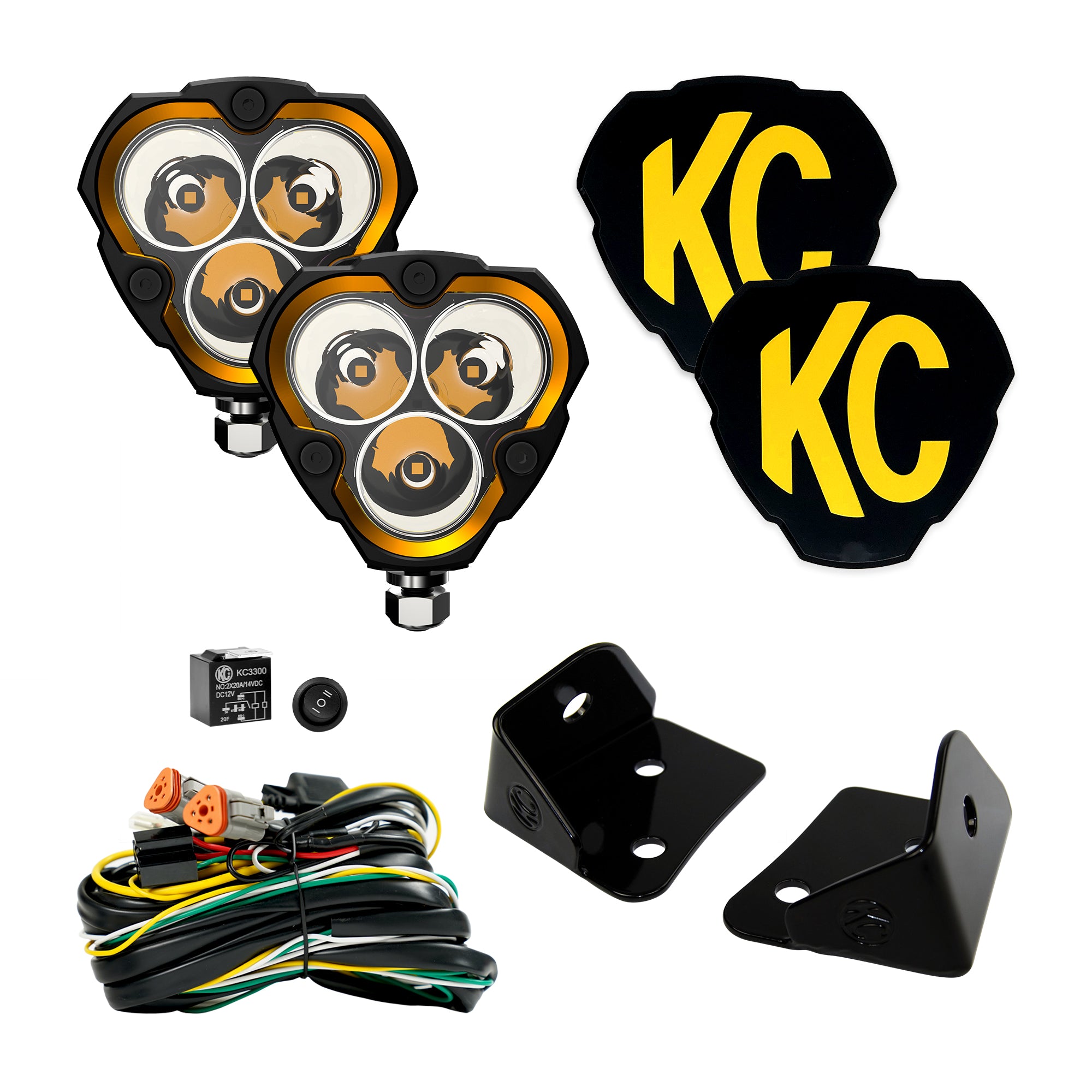 KC Hilites 2007-2018 Jeep Wrangler JK 9 FLEX ERA 3 2-Light System Pillar Mount 40W Spot Beam 97126